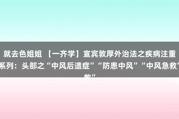就去色姐姐 【一齐学】宣宾敦厚外治法之疾病注重系列：头部之“中风后遗症”“防患中风”“中风急救”